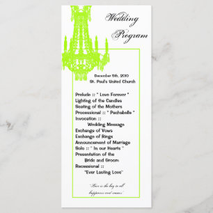 25 4x9 Wedding Program Crystal Chandelier Glitz Programme