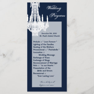 25 4x9 Wedding Program Crystal Chandelier Glitz Programme