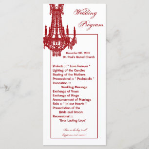25 4x9 Wedding Program Crystal Chandelier Glitz Programme