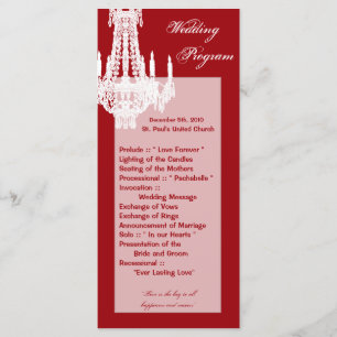 25 4x9 Wedding Program Crystal Chandelier Glitz Programme
