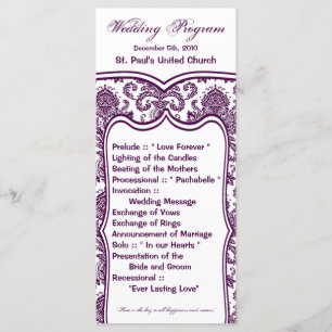25 4x9 Wedding Program Damask Lace Print Pattern Programme