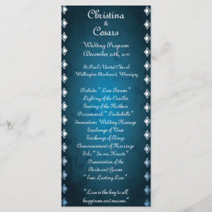 25 4x9 Wedding Program Deep Moroccan Blue Programme