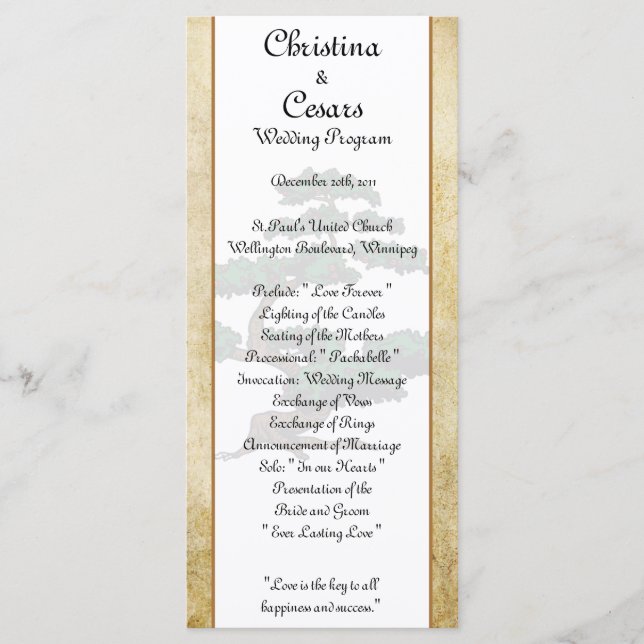 25 4x9 Wedding Program Geisha Programme (Front)