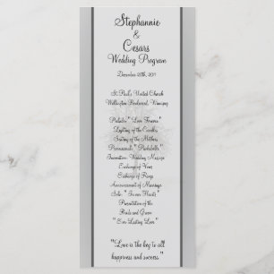25 4x9 Wedding Program Grey Winter Trees Snow Bare Programme