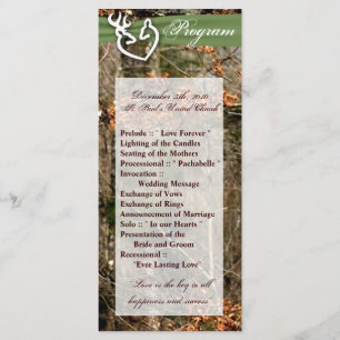 25 4x9 Wedding Program Hunting Deer Doe Buck Camo Programme