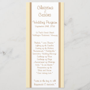 25 4x9 Wedding Program Just got Married Couple Programme