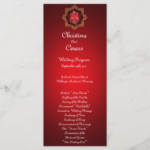 25 4x9 Wedding Program Lord Ganesha/Hindu Red Spir Programme