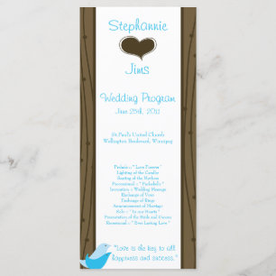 25 4x9 Wedding Program Love Birds Programme