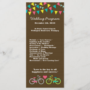 25 4x9 Wedding Program Love Lovers Bikes Bicycle Programme