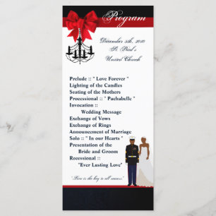 25 4x9 Wedding Program Marine African Amer Uniform Programme