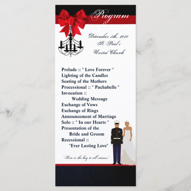 25 4x9 Wedding Program Marine Hispanic Uniform Programme (Front)