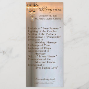 25 4x9 Wedding Program Mason Jar Chandelier Candle Programme