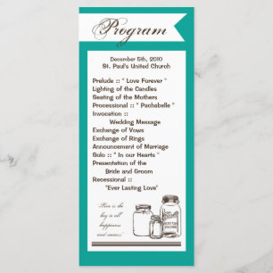 25 4x9 Wedding Program Mason Jar Country Rustic Programme