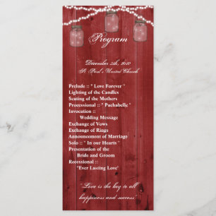 25 4x9 Wedding Program Mason Jar String Lights Woo Programme