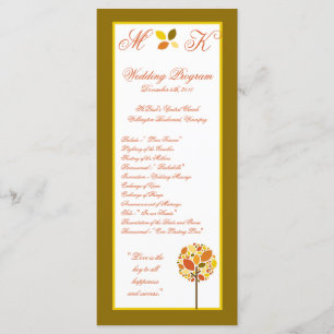 25 4x9 Wedding Program Modern Autumn Tree Fall Programme