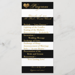 25 4x9 Wedding Program Modern Stripe Black White Programme