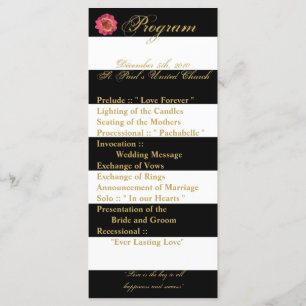 25 4x9 Wedding Program Modern Stripe Black White Programme