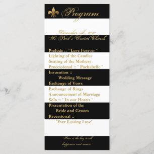 25 4x9 Wedding Program Modern Stripe Black White Programme