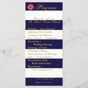 25 4x9 Wedding Program Modern Stripe Navy Blue Programme