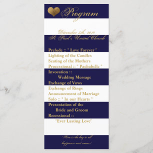 25 4x9 Wedding Program Modern Stripe Navy White Programme