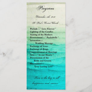 25 4x9 Wedding Program Ombre Blue Frosting Programme