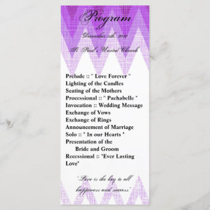 25 4x9 Wedding Program Ombre Purple Chevron Programme