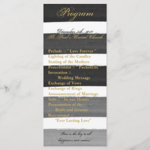25 4x9 Wedding Program Ombre Stripe Black Line Programme