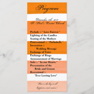 25 4x9 Wedding Program Ombre Stripe Orane Line Fad Programme