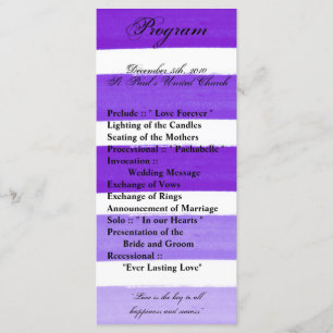 25 4x9 Wedding Program Ombre Stripe Purple Line Programme