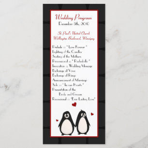 25 4x9 Wedding Program Penguin Love Couple Mate fo Programme