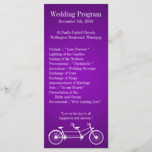 25 4x9 Wedding Program Purple Double Bike Programme