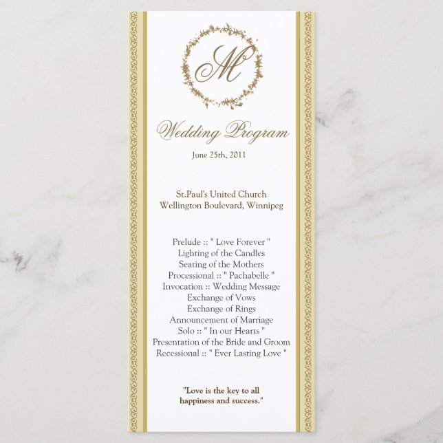 25 4x9 Wedding Program Sandy Beach Programme (Front)