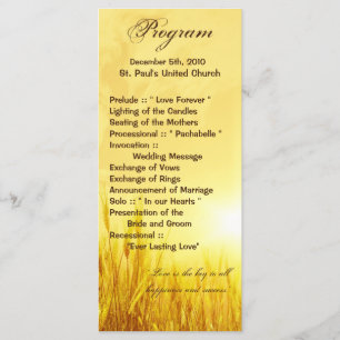 25 4x9 Wedding Program Sunrise Wheat Country Rusti Programme