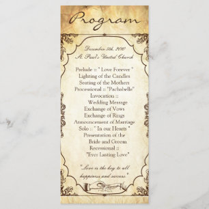 25 4x9 Wedding Program Vintage Ceremony Ring Excha Programme