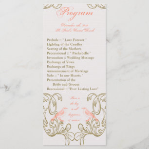 25 4x9 Wedding Program Vintage Victoria Love Bird Programme