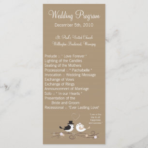 25 4x9 Wedding Program Wedding Birds Bride Groom Programme