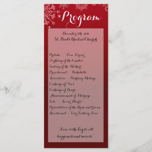 25 4x9 Wedding Program Winter Snowflakes Snow Ice Programme