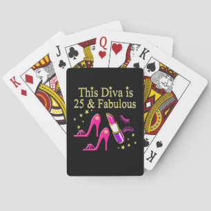 25 AND FABULOUS DAZZLING DIVA DESIGN PLAYING CARDS
