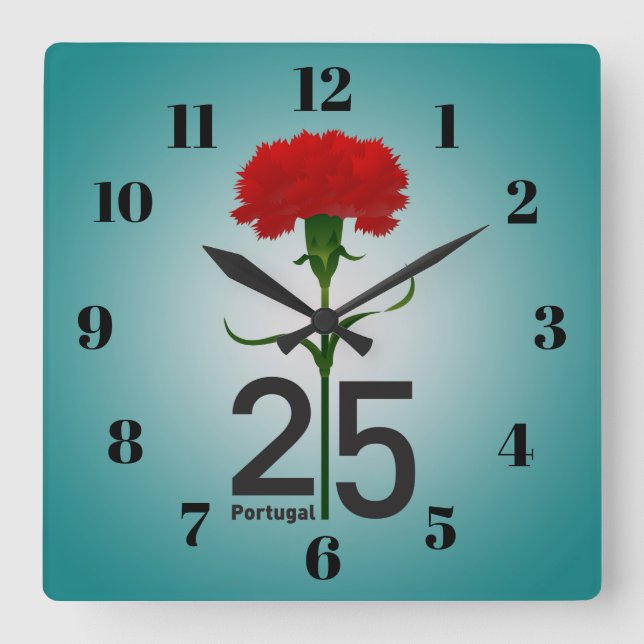 25 April, the Carnation Revolution, Portugal Square Wall Clock (Front)