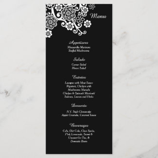 25 Black and White Flower Menu Cards