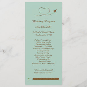 25 Blue Aeroplane Heart Wedding Programs Programme