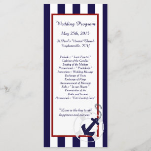 25 Blue Anchor Nautical Wedding Programs Programme