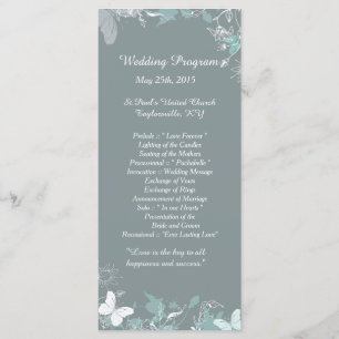 25 Blue Butterfly Floral Wedding Programs Programme