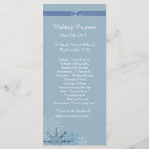 25 Blue Snowflake Winter Wedding Programs Programme
