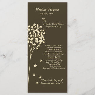 25 Brown Elegant Tree Wedding Programs Programme