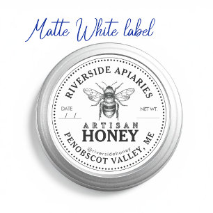 25 Custom Mason Jar Honey Labels 2.25" with Bee