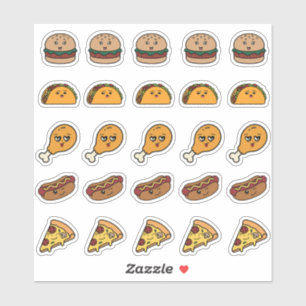 25 Cute Kawaii Fast Food Stickers Sheet