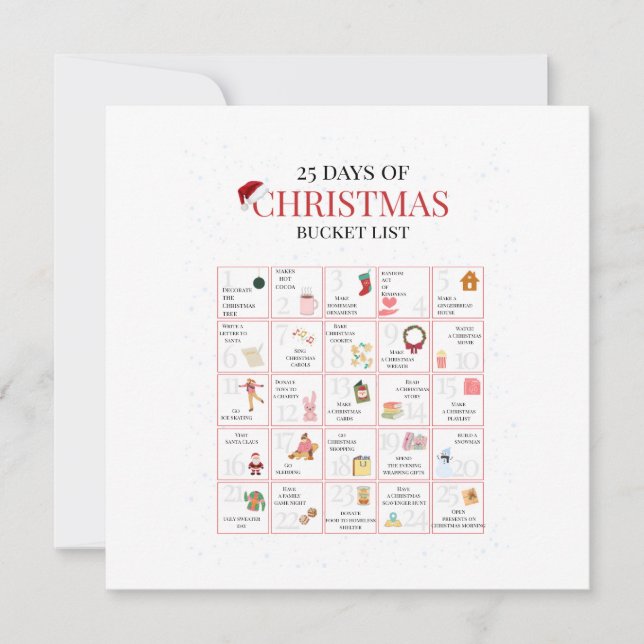 25 Days of Christmas Bucket List Art Holiday Card (Front)