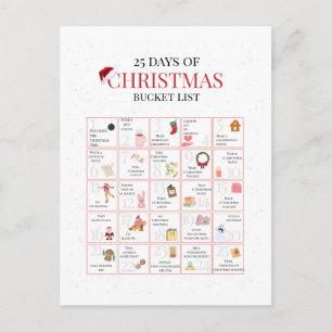 25 Days of Christmas Bucket List Art Holiday Postcard