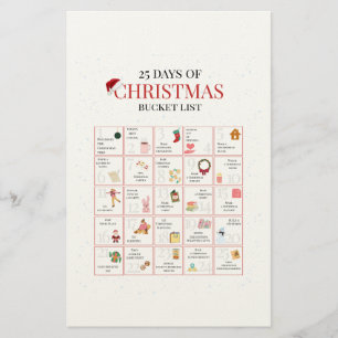25 Days of Christmas Bucket List Art Stationery